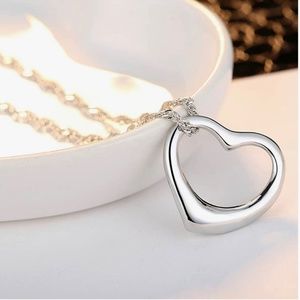 Open Heart Pendant Necklace And Wave Chain